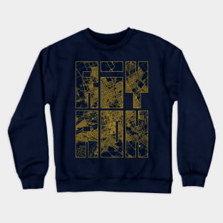 Riyadh, Saudi Arabia City Map Typography - Gold Art Deco Crewneck Sweatshirt